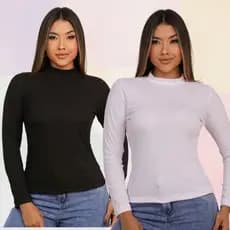 Blusas Feminina Gola Alta Cacharrel Manga Longa Comprida Premium Frio Inverno Segunda Pele Básica Lisa Confortável