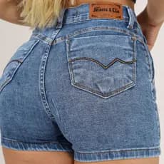 short jeans feminino cós cintura alta com LAYCRA versátil  casual