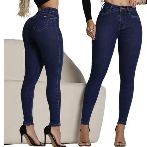 Calça Jeans feminina Skinny cós cintura alta modelagem empina bumbum jeans PREMIUM Luxo casual