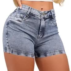 Short Jeans Feminino Cintura Alta Versátil Lycra com Elastano short bordado short básico short blogueira