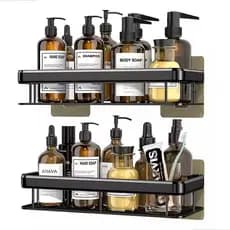 Kit Suporte Porta Shampoo Sabonete Banheiro Adesivo Parede Prateleiras para banheiro Forte Dreno de Água Material Antife