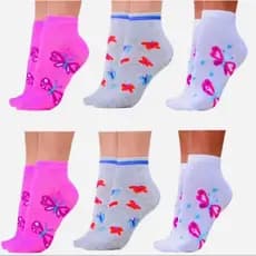 Kit 12 Pares De Meias Soquete juvenil Feminina Estampada Cores Delicadas 31-35