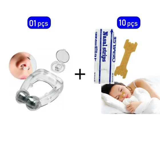 Kit Clipe Magnético e adesivo Dilatador Nasal Anti Ronco e Apneia