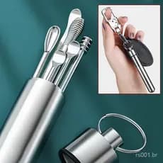 7Pcs Portátil Multifuncional Kit De Limpeza Da Orelha Removedor De Cera De Ouvido Ear Escolha Earpick Cleaner Colher