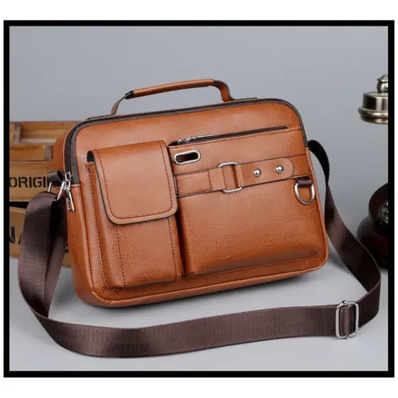 Bolsa Masculina em Couro, Elegante e Resistente Ombro ou Mão