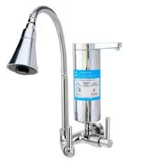 2161 Torneira Gourmet Bica Móvel Parede Cozinha Cromada Com Filtro Pró Saúde e Tubo Flexível