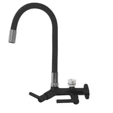 Torneira Gourmet Bica Móvel Preta Parede Com Saída P/ Filtros Máquinas Lava Louças ou roupas 3/4