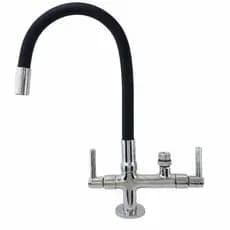 Torneira Gourmet  Bancada Tubo Preto Flexível P/ Filtros 1/4 ou Lava Louças e Roupas 3/4