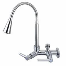 Torneira Bica Móvel Gourmet em ABS Parede Cozinha Tubo Flexível Cone C/ Saída Para Conectar Filtros ou Purificadores 1/2