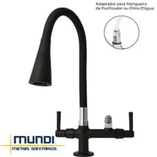 Torneira Bancada Preta Adaptador Europa Electrolux Ibbl Consul Brastemp Filtro Saída Mangueira  6mm
