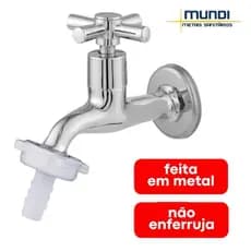 Torneira em Metal De Jardim E Tanque Parede Cromada Com Bico 3/4 Maquina De Lavar Alavanca 1/4 Volta