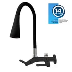 Torneira Gourmet Bica Móvel Flexível Parede Cozinha P/ Filtro Purificador 1/2 - 7162 CORPO PRETO TPM