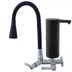 FILTRO ÁGUA PRÓ SAÚDE PAREDE METAL 2161 Torneira Filtro PRETO c/ Tubo Preto JATO DUPLO CONE SILICONE