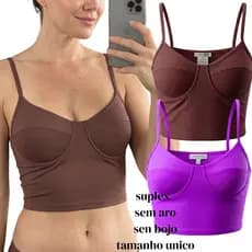Kit 2 Cropped Regata Feminino Poliamida Sem Bojo Meia Taça Top Suplex Retro Cropped Crop Cropeed