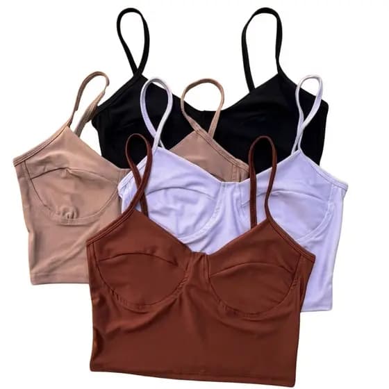 cropet alça top regata blusa meia taca suplex sem bojo feminino