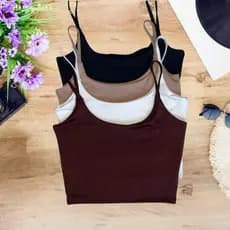 Kit 4 Cropped  top Feminino Academia com Alça confortável | Top Forrado Suplex Variadas Cores
