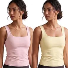 Kit 2 Blusas Regata cropedd Feminina Gola Quadrada Suplex Grosso