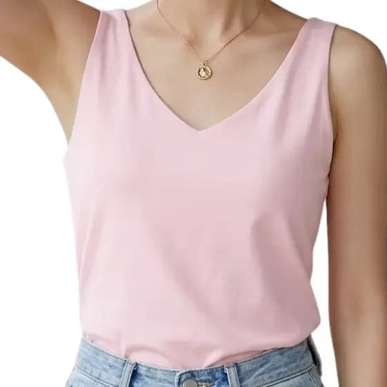 Blusa Regata Feminina Elegante duplo forro em Tecido Duna Lisa Básica com Alça Larga Grossa