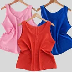 kit 3 Blusa Regata Feminina Duna Lisa Alça Larga Básica Elegante Casual Moda Verão