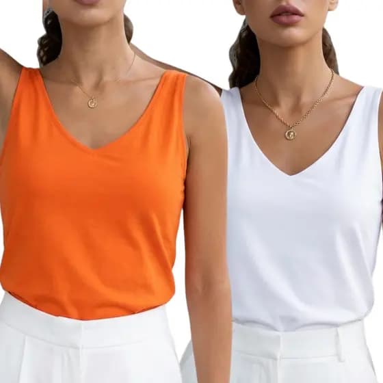 KIT 2  Blusa Regata Feminina Alça Larga Grossa Duna Regata Lisa Básica Elegante