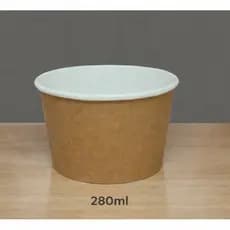Pote de Papel Liso Biodegradavel para Alimentos Quentes e Frios - Kraft 280ml - 50/100/200/300 UN