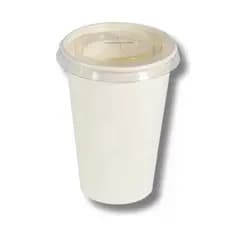 Copo liso branco 300 ml com tampa canudo - 50 unidades