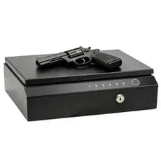 Cofre Digital Eletrônico Leitor Biométrico Para Armas Curtas Aço Temperado Preto Abertura Superior