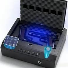 Cofre Eletrônico Para Armas Curtas Com Biometria, Digital E Mecânico Com Display Abertura Superior