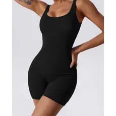 Macaquinho Feminino Modelador Academia Fitness Canelado Liso Com Bojo Empina BumBum Grosso