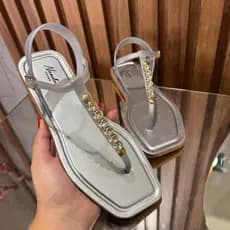 Sandalia Feminina Macia Confortavel Verao Brilhante Casual