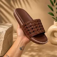 Sandalia Slide Brilhante Casual Leve Macia Confortavel