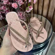 Chinelo Macio Feminino Brilhante Strass Rasteira