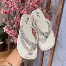 Sandalia Rasteira Strass Nó Chinelo Lançamento Feminino Tendência Luxo Chinelo Confortável