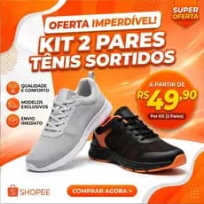 Kit 2 Pares Tênis Masculino Feminino Sortido Caminhada Academia Dia a Dia Barato