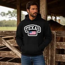Moletom Canguru Country Texas Rodeio Touro Casaco Frio Agro Estilo Americano Com Capuz Unissex Premium