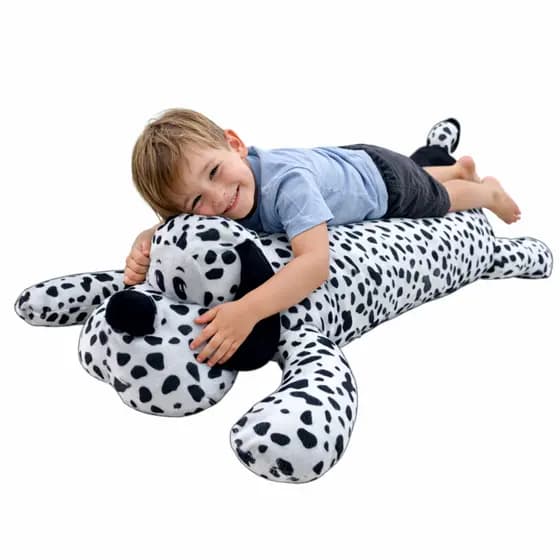 Xuxão Travesseiro de Corpo Cachorro Dalmata 1,10m–Pelúcia para Crianças, Adultos e Gestantes, Conforto, Quarto, Cama