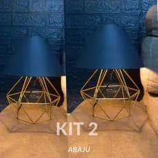 KIT 2 Abajur Pequeno luminária Com Aramado Retrô Ideal Para Quarto Diamante