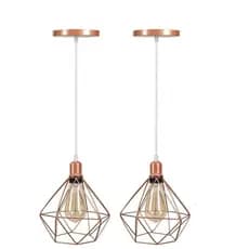 Kit 2 Pendente Lustre Luminária Aramado Diamante