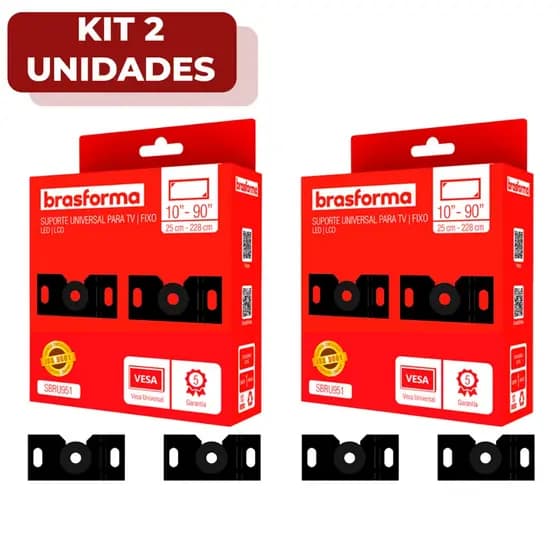Kit Com 02 Suporte Universal Fixo Para Smart TV 10 À 90 Polegadas Parede Painel Televisão Lcd Led 4K
