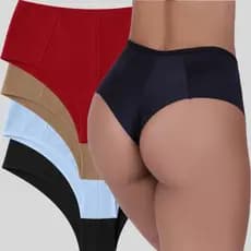 Kit 5 Calcinhas Plus Size Cintura Alta Fio Duplo Lateral Larga Conforto Premium