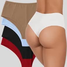 kit com 5 Calcinhas Slim Plus Size Poliamida Costas Invisível Sem Costura Não Marca Roupa