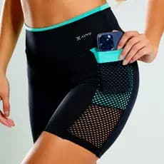 Bermuda Short Cós Bolso e Tela Fitness Poliamida Academia Para Corrida