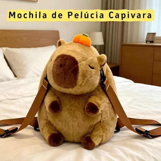 Mochila Capivara de Pelúcia | Fofa, Macia e Ajustável para Uso Diário Capivara Mochila Unissex | Pelúcia Anti-alérgica