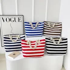 Bolsa Feminina Praia Listra Pirâmide Alça Corda Moda Praia