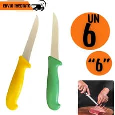 Kit 6 Facas Desossa Profissional Inox 6” Cabo Anatômico Açougue Cozinha Carne