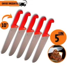 Conjunto 5 Faca Profissional 10" Desossar Corte Afiado Aço Inox Açougue Premium Chef Churrasco