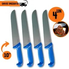 4 Faca Profissional 10" Desossar Corte Afiado Aço Inox Açougue Premium Chef Churrasco
