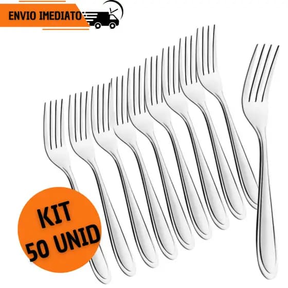 Jogo 50 Garfos em Inox de Mesa Jogo Conjunto Talher para Refeição Bar Restaurante Eventos