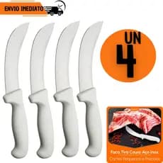Kit Faca 6" Tira Couro 4 Pçs Profissional Açougue Frigorífico Corte de Couro Bovino
