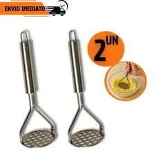 2 ou 1 Amassador de Batata Frutas Espremedor Legumes Purê Aço Inox Nhoque Gourmet Buffet Copa